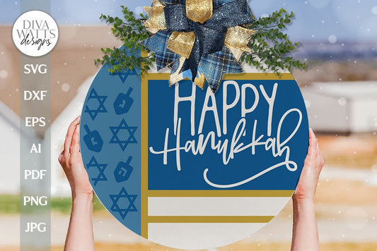 Happy Hanukkah SVG Winter SVG Welcome Winter SVG Hanukkah svg Door Hanger For Hanukkah Door Hanger svg Hanukkah Sign svg Boho Hanukkah svg