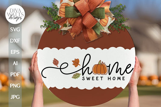 Home Sweet Home SVG Fall SVG Door Hanger For Fall SVG Autumn svg Fall Sign svg Fall Door hanger svg Fall Home svg Fall Leaves svg Pumpkin