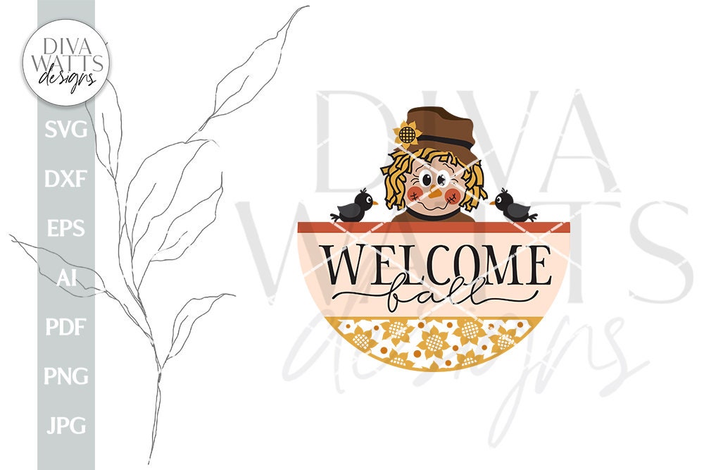Welcome Fall SVG Fall Scarecrow SVG Cute Scarecrow SVG Scarecrow Welcome svg Welcome Fall Door Hanger svg Fall Sign svg Fall Decor svg file