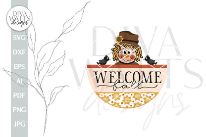 Welcome Fall SVG Fall Scarecrow SVG Cute Scarecrow SVG Scarecrow Welcome svg Welcome Fall Door Hanger svg Fall Sign svg Fall Decor svg file