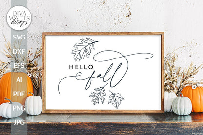 Hello Fall SVG Fall Sign SVG Autumn Sign SVG Fall Leaves svg Farmhouse Fall svg Fall Decor svg Falling Leaves Svg Autumn Leaves svg Fall Svg