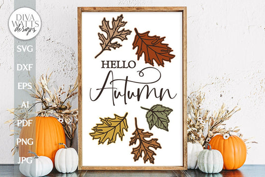 Hello Autumn SVG Autumn Sign Hello Fall SVG Fall Leaf SVG Fall Leaves svg Autumn Leaves svg Autumn Decor Fall Sign svg Farmhouse fall svg
