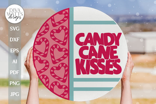 Candy Cane Kisses SVG Gingerbread Christmas SVG Gingerbread svg Candy Cane SVG Candy Peppermint svg Christmas Door Hanger svg Winter svg