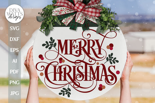 Merry Christmas SVG Christmas Door Hanger svg Merry Christmas Sign SVG Round Christmas SVG Christmas Welcome svg Christmas svg Winter svg
