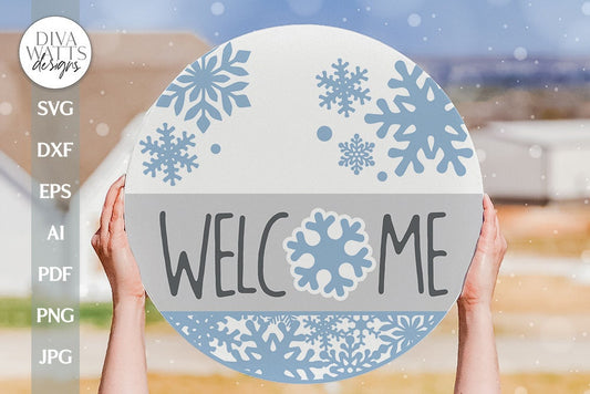 Welcome SVG Winter Door Hanger SVG Winter Sign svg Winter Welcome SVG Snowflakes Door Hanger svg Snow Sign svg Cut File Snowflakes Sing svg