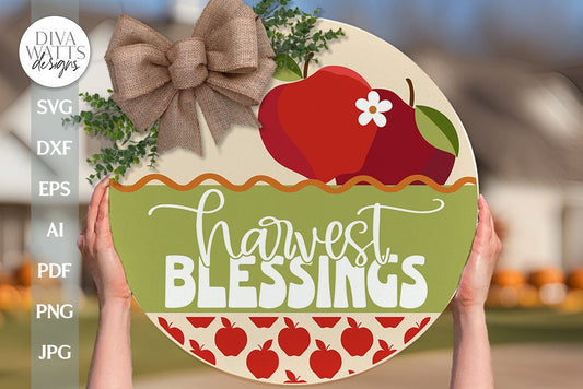 Harvest Blessings SVG Apple Door Hanger For Fall svg Fall Apples svg Apple SVG Fall Door Hanger svg Autumn Door Hanger svg Autumn Apples svg