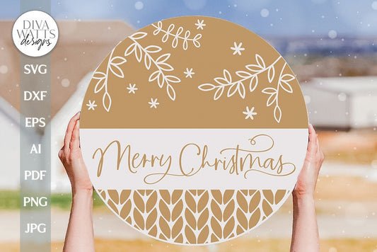 Merry Christmas SVG Door Hanger For Winter SVG Welcome Christmas SVG Door Hanger For Christmas Elegant svg Front Door Decor Farmhouse Sign