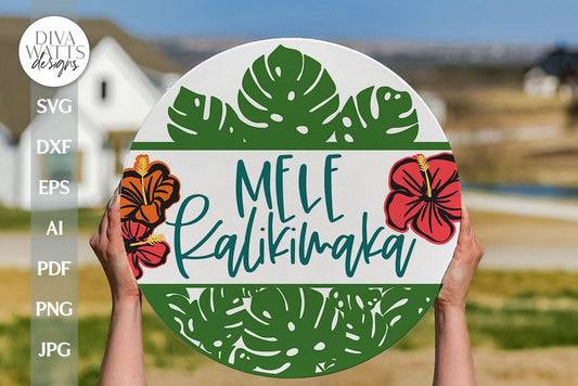 Mele Kalikimaka SVG Merry Christmas SVG Hawaiian SVG Hawaii Christmas svg Mele Kalikimaka Door Hanger svg Christmas Door Hanger svg Winter