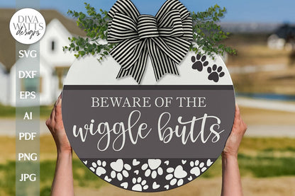 Beware Of The Wiggle Butts SVG Funny Dog Design Wiggle Butts SVG Wiggle Butts Dog svg Funny Dog svg Funny Pet svg Funny Door Hanger SVG