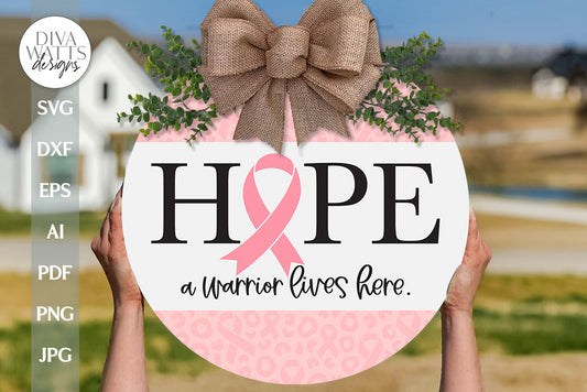 Breast Cancer Awareness SVG Warrior Door Hanger SVG BCA Door Hanger svg Breast Cancer Survivor svg Breast Cancer Survivor Door Hanger svg