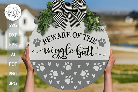 Beware Of The Wiggle Butt SVG Funny Dog Design Funny Pet Door Hanger SVG Pet SVG Dog svg Wiggle Butts svg Dog Lover svg Funny Door Hanger