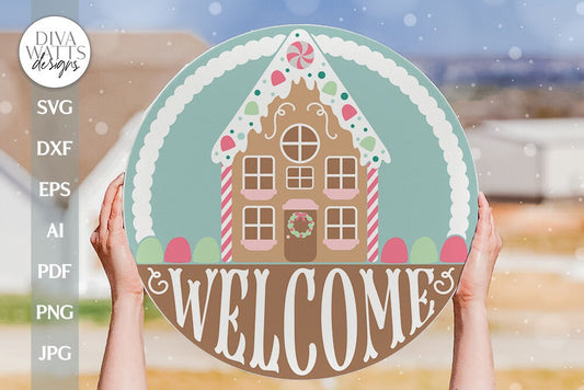 Welcome SVG Gingerbread Christmas Door Hanger SVG Gingerbread House svg Door Hanger For Christmas Gingerbread House svg Gingerbread Sign