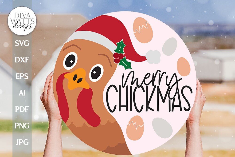 Merry Chickmas SVG Funny Chicken svg Chicken Christmas SVG Chicken Welcome SVG Welcome svg Chicken Door Hanger svg Cute Chicken svg Funny