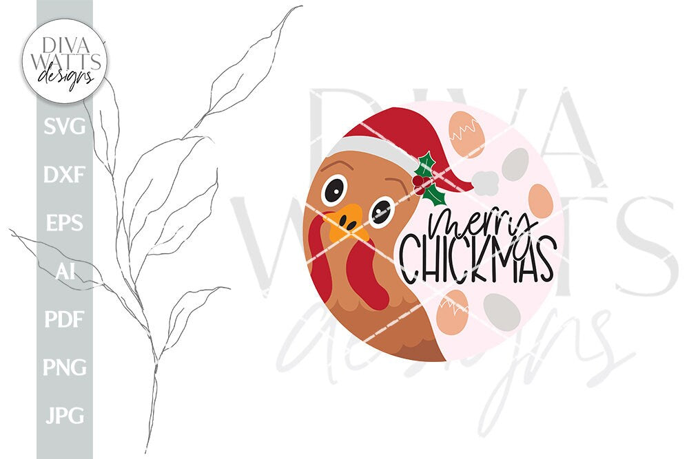 Merry Chickmas SVG Funny Chicken svg Chicken Christmas SVG Chicken Welcome SVG Welcome svg Chicken Door Hanger svg Cute Chicken svg Funny