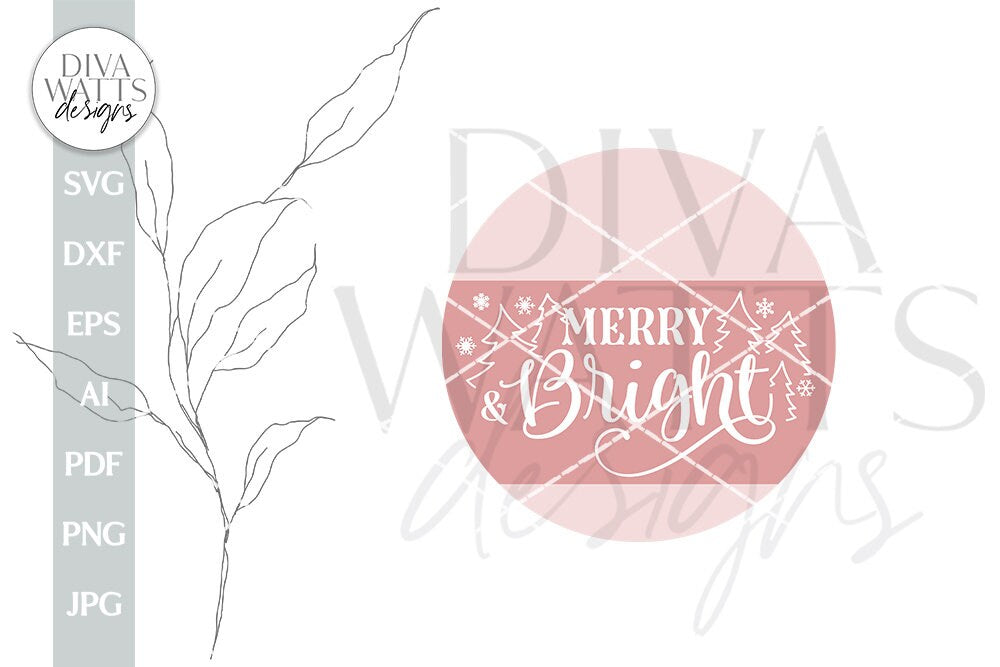 Merry & Bright SVG Winter Door Hanger SVG Christmas Door Hanger SVG Christmas Trees svg Winter Scene svg Winter Sign svg Winter Door Sign