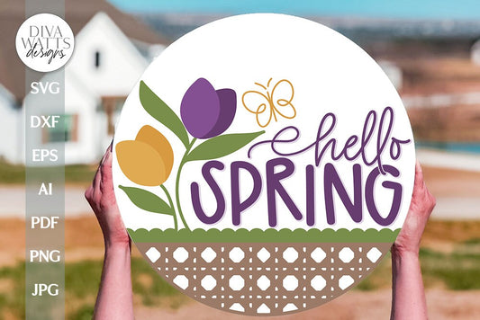 Hello Spring SVG Spring Door Hanger SVG Spring Sign svg Spring svg Spring Flowers svg Spring Floral svg Spring Welcome svg Welcome Spring