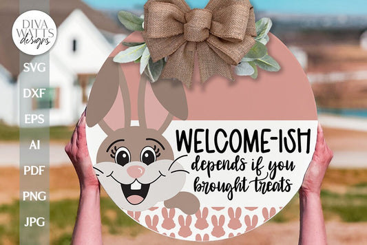 Welcome-ish SVG Funny Easter Bunny Door Hanger svg Easter Door Hanger svg Easter svg Bunny SVG Cute Bunny svg Jelly Beans svg Welcome svg