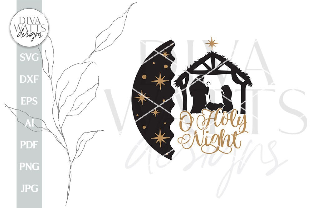 O Holy Night SVG Nativiy SVG Christmas Door Hanger SVG Jesus in Manger svg Christmas Welcome svg Nativity Scene svg Welcome Sign svg