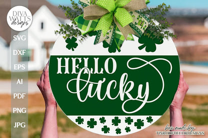 Happy Lucky SVG St. Patrick's Day Door Hanger SVG St. Patty's Welcome svg St. Patrick's Sign SVG St. Patrick's Day svg For Door Hanger