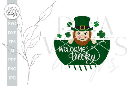 Welcome Lucky SVG St. Patrick's Day Door Hanger SVG St. Patty's Welcome svg St. Patrick's Sign SVG St. Patrick's Day svg For Door Hanger