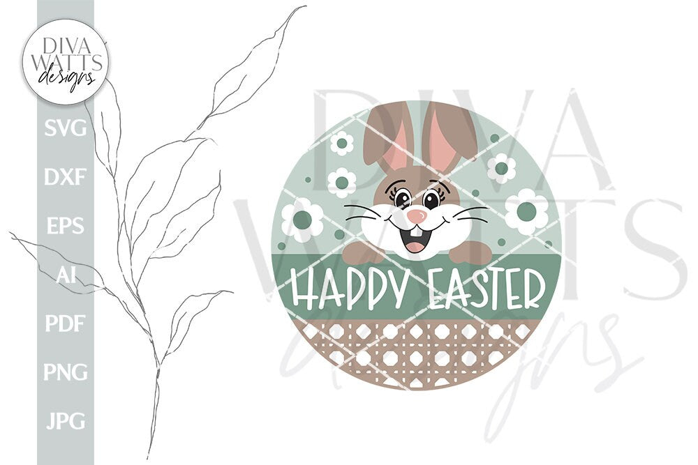 Happy Easter SVG Easter Door Hanger svg Easter Bunny svg Bunny Door Hanger svg Bunny Welcome svg Easter Bunny SVG Easter Welcome svg Easter