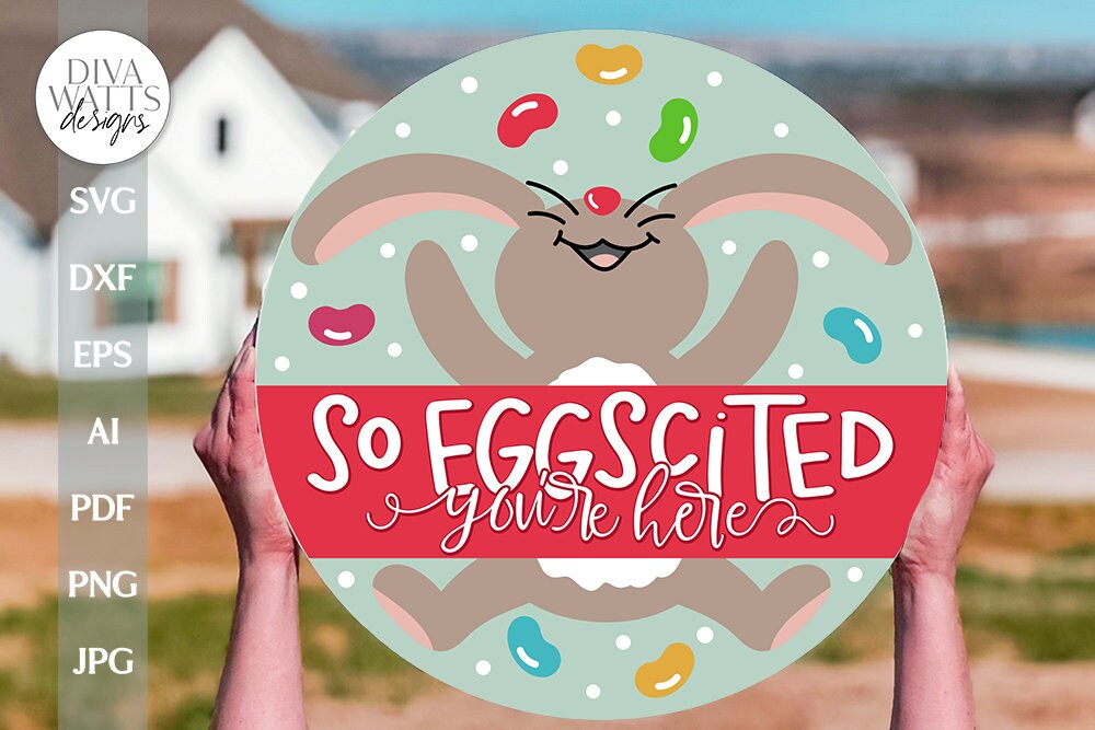Happy Easter SVG Easter Door Hanger svg Easter Bunny svg Bunny Door Hanger svg Bunny Welcome svg Easter Bunny SVG Easter Welcome svg Easter