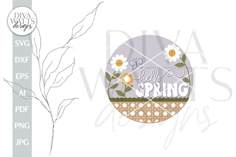 Hello Spring SVG Spring Door Hanger SVG Spring Sign svg Spring svg Spring Flowers svg Springtime svg Spring Welcome svg Welcome Spring Sign