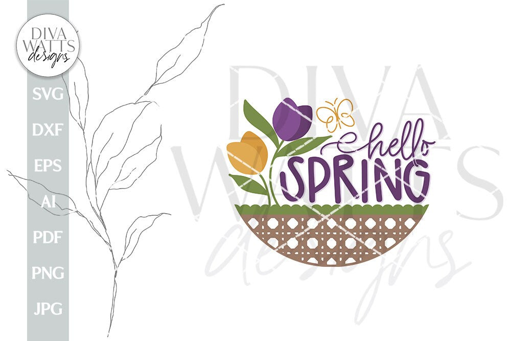 Hello Spring SVG Spring Door Hanger SVG Spring Sign svg Spring svg Spring Flowers svg Spring Floral svg Spring Welcome svg Welcome Spring