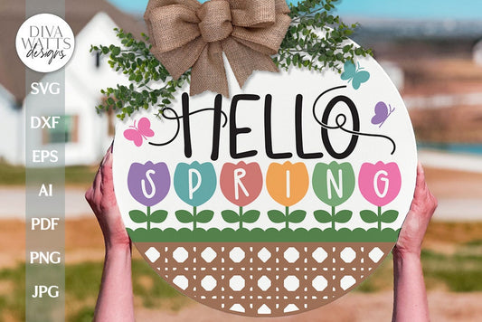 Hello Spring SVG Spring Door Hanger SVG Spring Sign svg Spring Butterflies & Flowers svg Spring Floral svg Spring Welcome svg Welcome Spring