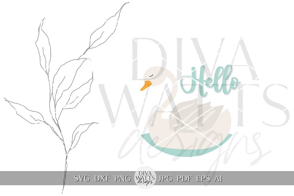 Hello SVG Swan svg Pretty Swan SVG Spring Decor svg Round Sign SVG Door Round svg Spring Welcome svg Swan Door Hanger Cricut svg