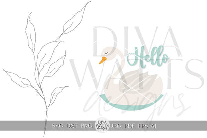 Hello SVG Swan svg Pretty Swan SVG Spring Decor svg Round Sign SVG Door Round svg Spring Welcome svg Swan Door Hanger Cricut svg
