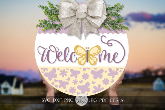 Welcome SVG Butterfly svg Butterfly svg Butterfly Welcome Sign svg Butterfly Welcome Sign svg Door Hanger svg Summer Sign svg Cricut svg