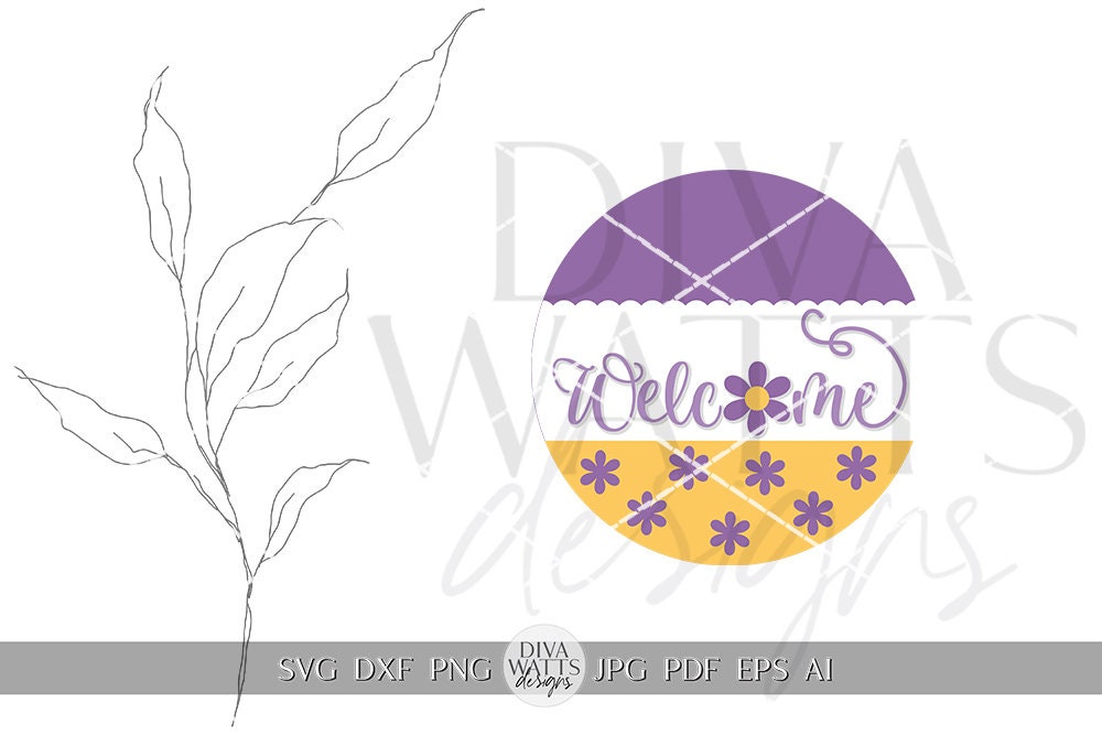 Welcome SVG Spring Daisy Round Design svg Spring Door Hanger svg Daisy SVG for Porch sign Porch decor svg Spring svg Spring cricut svg