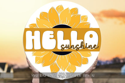 Hello Sunshine SVG Sunflower Door Hanger SVG Sunflower Sign svg Sunflower decor Welcome SVG With Sunflowers Cricut svg Sunflowers Sign svg