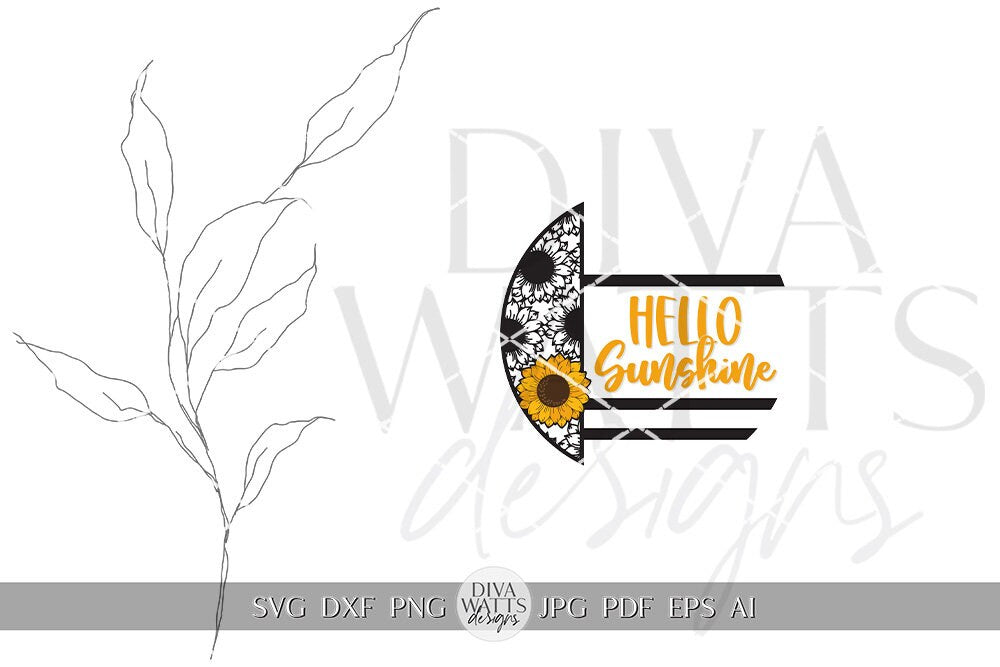 Hello Sunshine SVG Sunflower Door Hanger SVG Sunflower Sign svg Sunflower decor Welcome SVG With Sunflowers Cricut svg Sunflowers Decor svg