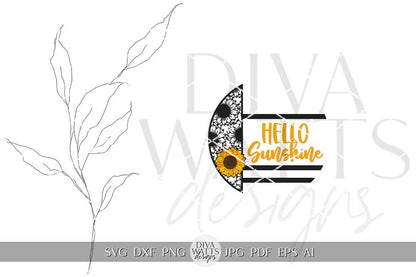 Hello Sunshine SVG Sunflower Door Hanger SVG Sunflower Sign svg Sunflower decor Welcome SVG With Sunflowers Cricut svg Sunflowers Decor svg