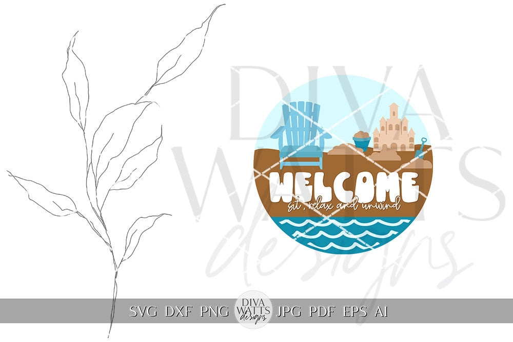 Welcome SVG SandCastle SVG Ocean svg Cute Beach Hanger svg Beach Chair Welcome sign SVG Beach Door Hanger Beach House sign