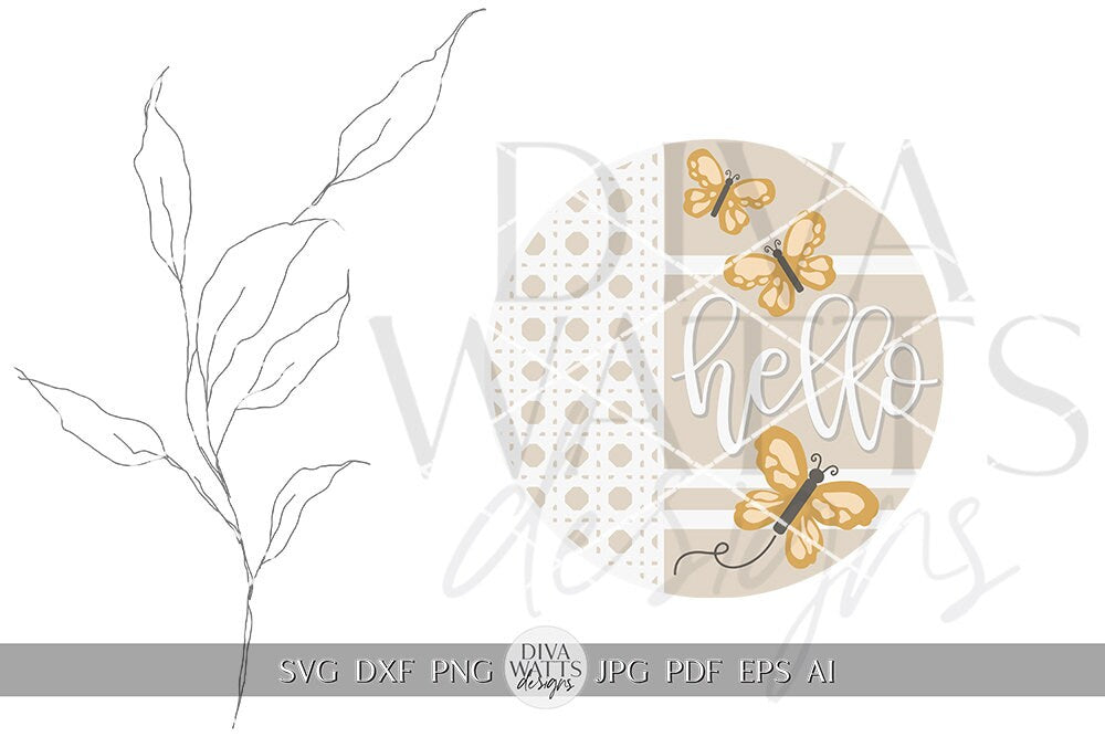 Hello SVG Butterfly svg Butterflies Welcome Sign svg Butterfly Welcome Sign svg Boho Door Hanger svg Summer Sign svg Cricut svg Spring