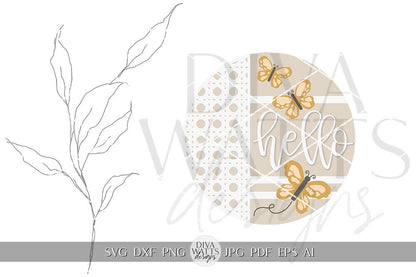 Hello SVG Butterfly svg Butterflies Welcome Sign svg Butterfly Welcome Sign svg Boho Door Hanger svg Summer Sign svg Cricut svg Spring
