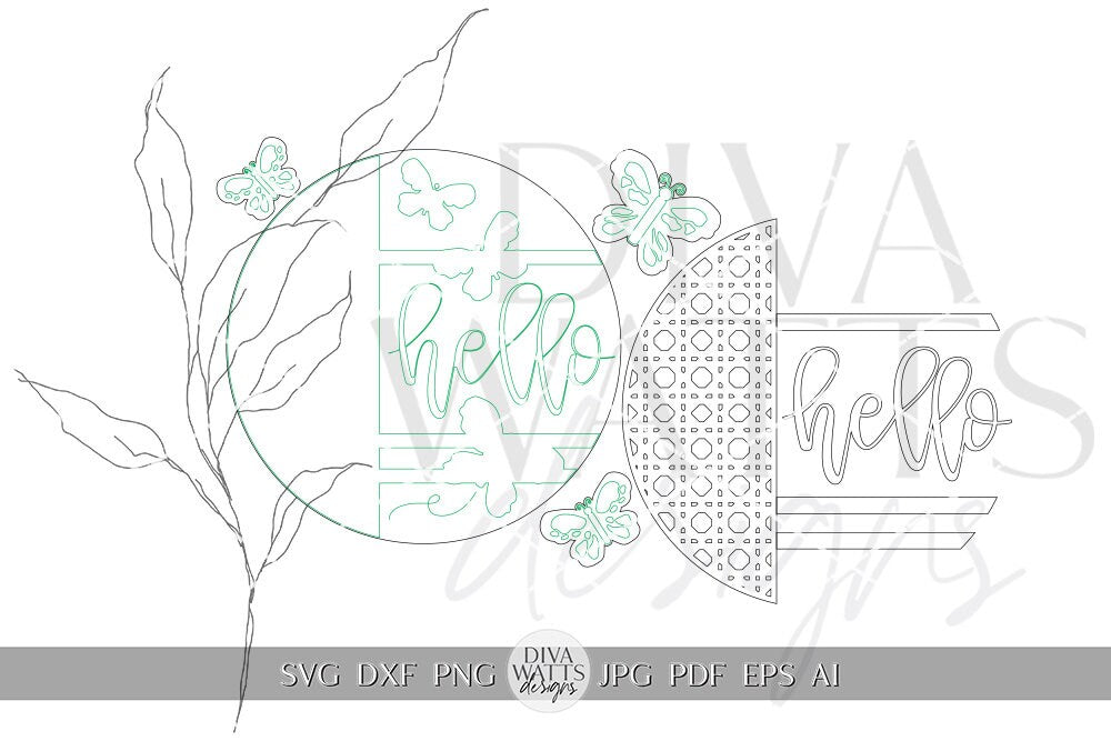 Hello SVG Butterfly svg Butterflies Welcome Sign svg Butterfly Welcome Sign svg Boho Door Hanger svg Summer Sign svg Cricut svg Spring