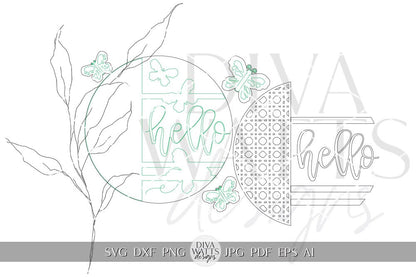 Hello SVG Butterfly svg Butterflies Welcome Sign svg Butterfly Welcome Sign svg Boho Door Hanger svg Summer Sign svg Cricut svg Spring
