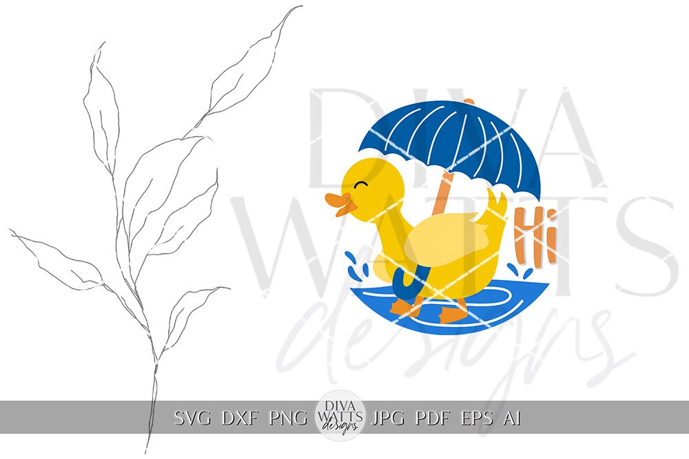 Hi SVG Cute Duck svg Duck With Umbrella SVG Spring Decor svg Round Sign SVG Door Round svg Spring Welcome svg Duck Door Hanger Cricut svg