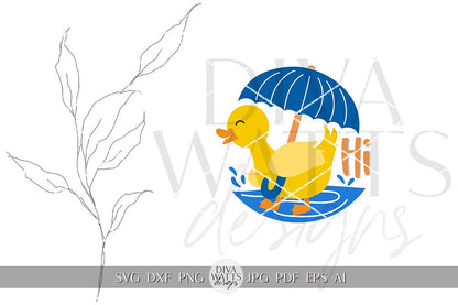 Hi SVG Cute Duck svg Duck With Umbrella SVG Spring Decor svg Round Sign SVG Door Round svg Spring Welcome svg Duck Door Hanger Cricut svg