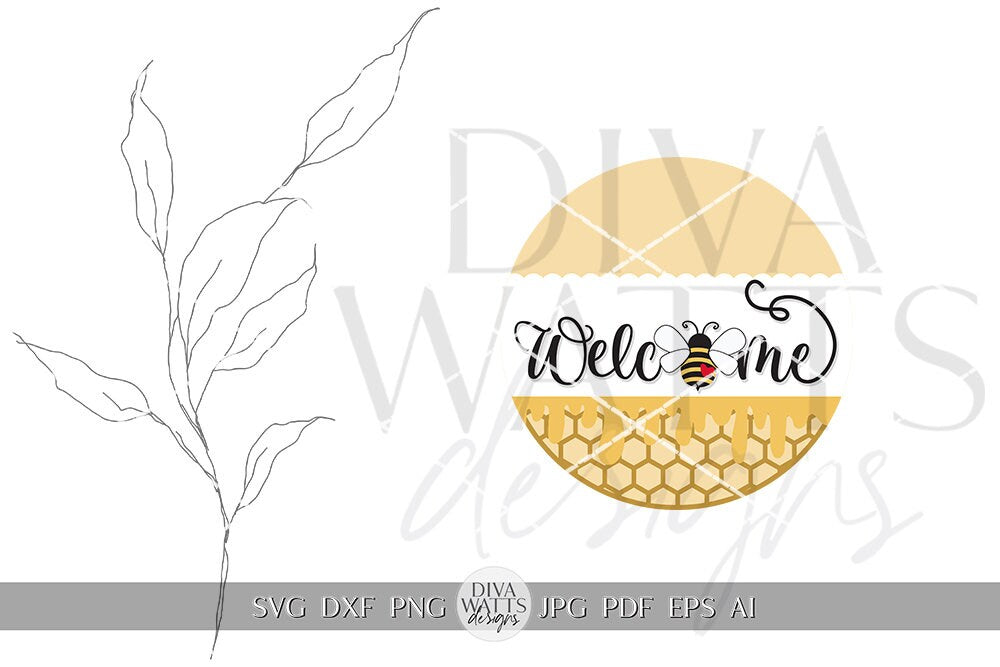 Welcome SVG Honey Bee svg Honey svg Bee Welcome Sign svg Bee Welcome Sign svg Bee Door Hanger svg Summer Sign svg Cricut svg for Bee Sign