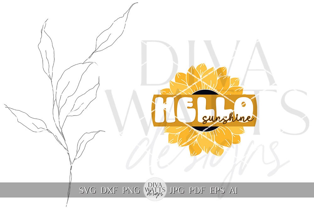 Hello Sunshine SVG Sunflower Door Hanger SVG Sunflower Sign svg Sunflower decor Welcome SVG With Sunflowers Cricut svg Sunflowers Sign svg