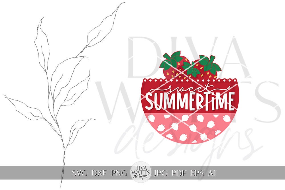 Sweet Summertime SVG Strawberrry Round Design svg Summer Door Hanger svg Strawberries SVG for Porch sign Porch decor svg Summer cricut svg