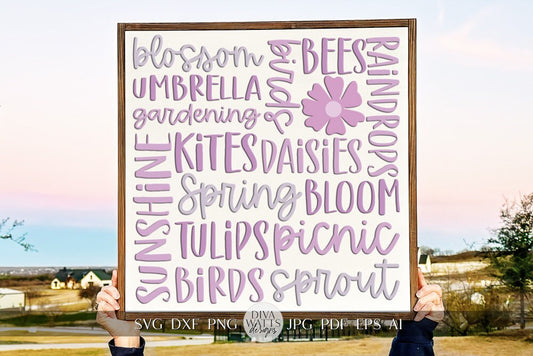 Spring Subway Art SVG Spring Word Collage SVG Spring Bucket List SVG Spring Sign svg Spring Decor svg Cricut svg for Spring Sign Spring svg